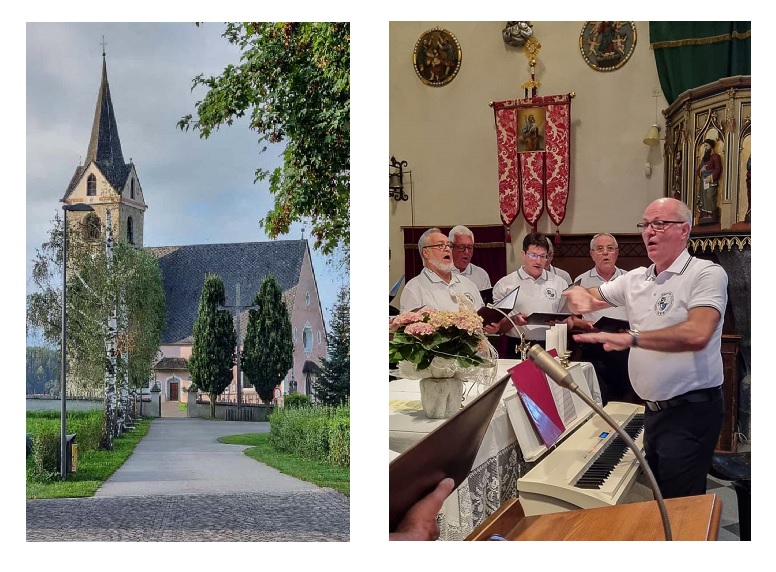 Kirche in Rodeneck - Männerchorgemeinschaft Windesheim-Waldlaubersheim mit Chorleiter Johannes Hautz in Rodeneck/Südtirol, im September 2023